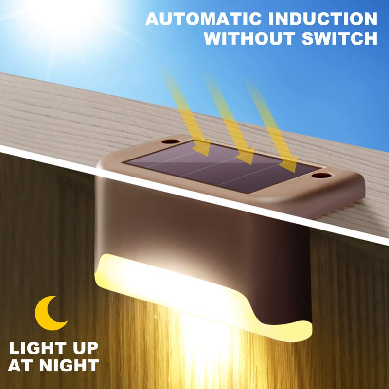 DenicMic 16 Pack Solar Deck Lights Outdoor Waterproof 4000K Warm White LED for Step Fence Patio Yard Stair Balcony Railling Outside Deck Lighting - Image 5